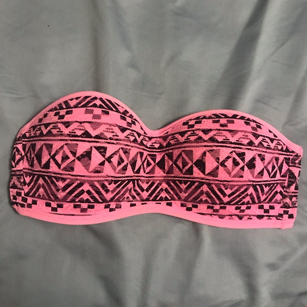 Pink Tribal Print Strapless Push-Up Bra